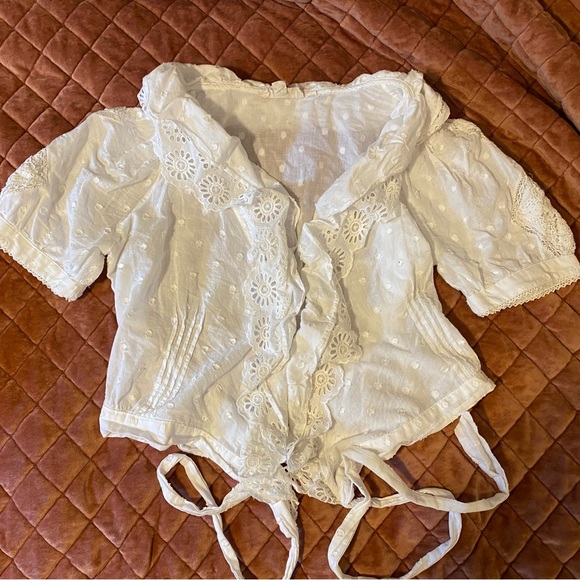 Forever That Girl by Anthropologie white cotton eyelet lace blouse - Picture 1 of 11
